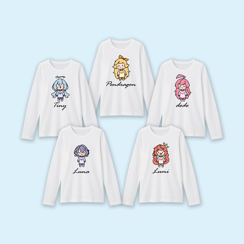 虚拟偶像 五姐妹印花长袖T恤温暖假日卫衣姬宝永恒dodo露米露娜