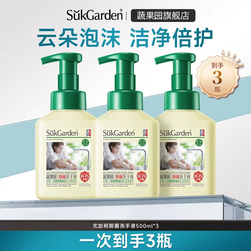 【林依轮推荐】蔬果园泡泡抑菌洗手液尤加利香乌木玫瑰香泡沫500g