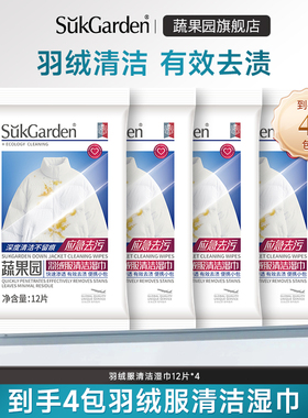 蔬果园羽绒服清洁湿巾免水洗急救去除污渍去霉菌除螨便携湿纸巾ZH