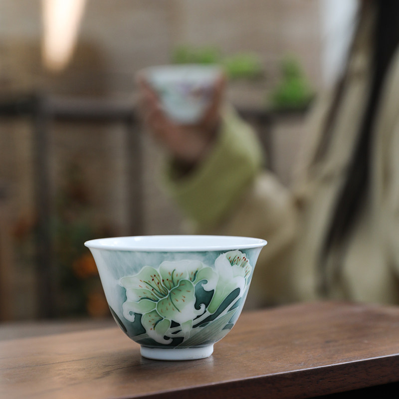 官润窑釉下彩手绘陶瓷品茗主人杯精致功夫茶杯办公室对杯礼盒鸢尾,餐饮具,茶杯,淘宝优惠券,粉丝福利购,淘宝优惠卷