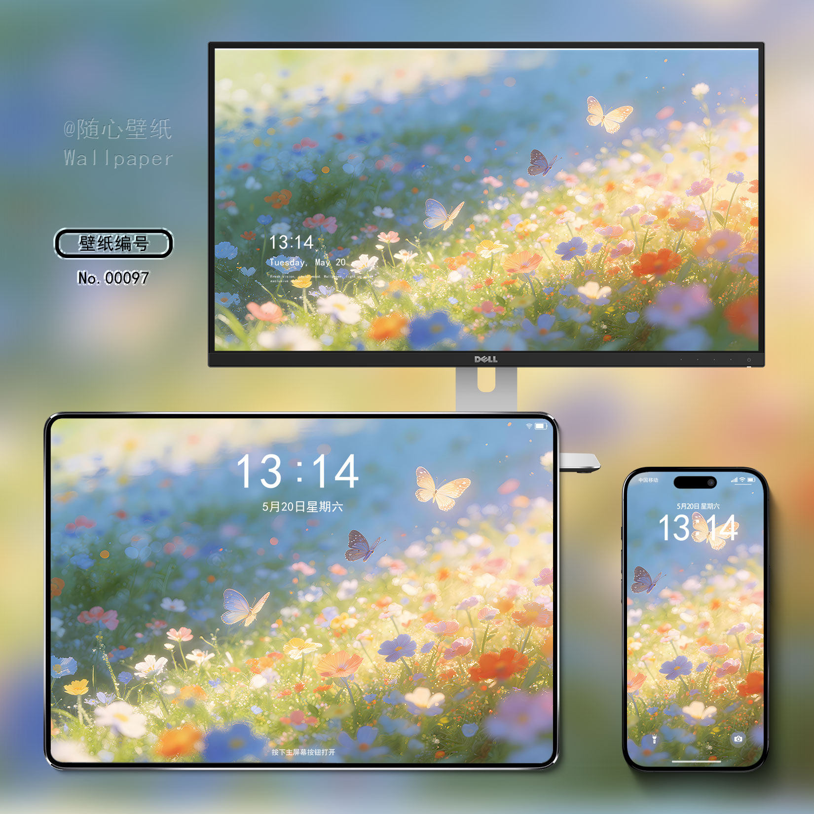梦幻花卉蝴蝶壁纸高清桌面壁纸手机电脑平板桌面壁纸梦幻田园风