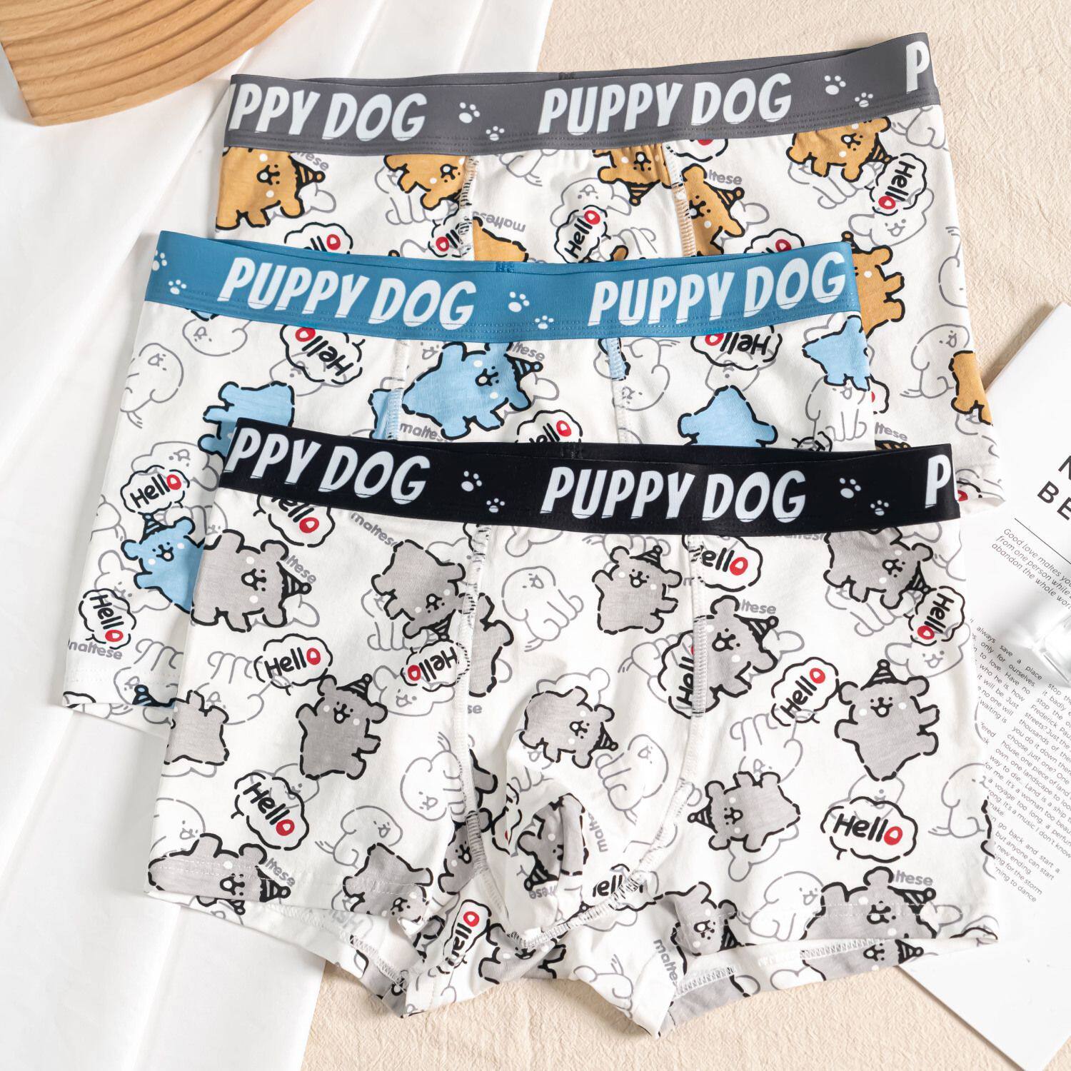 男士内裤卡通可爱纯棉抗菌四角裤青年平角裤衩轻薄透气送男友礼物