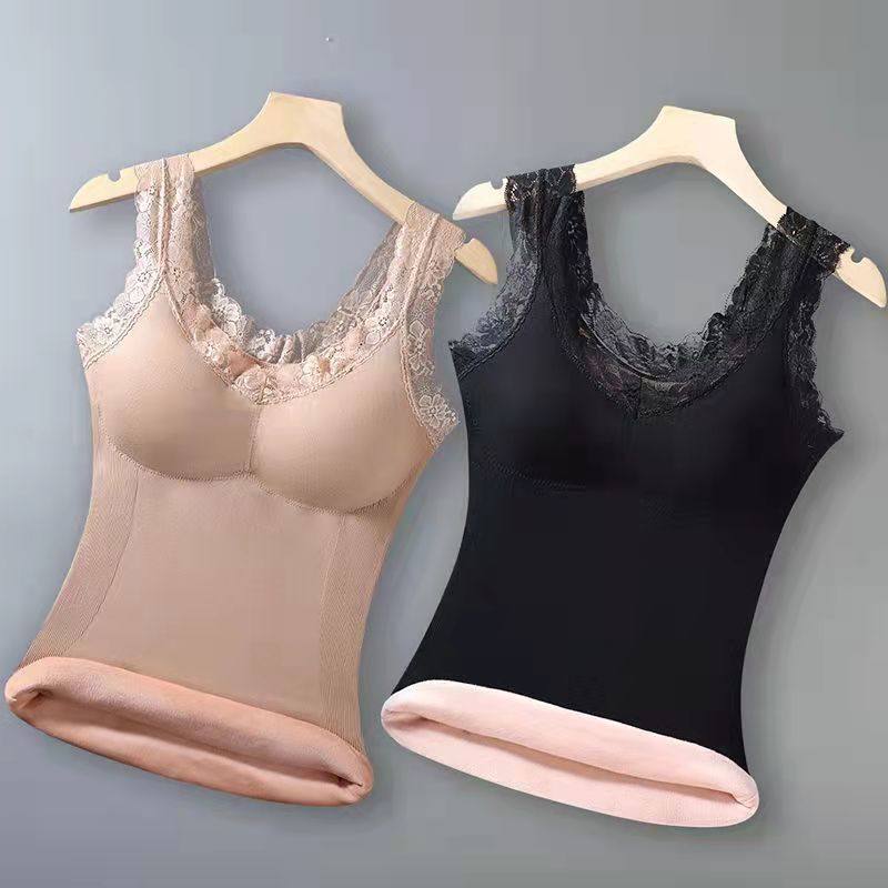 【80-200斤】大码保暖背心女蕾丝吊带内衣加厚加绒美背打底衫女