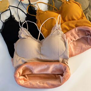 冬季加绒加厚保暖背心女带胸垫防寒自发热内搭美背打底衫吊带上衣