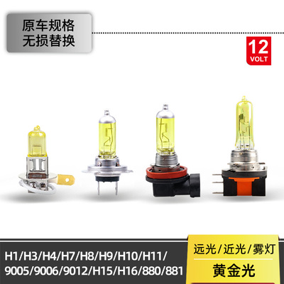 12V远近光雾灯高亮黄金光卤素灯