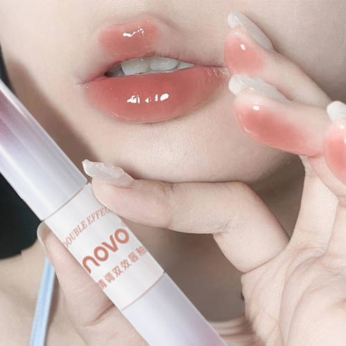 NOVO唇釉口红双头双效唇泥哑光雾面镜面水光一体不易沾杯素颜显白
