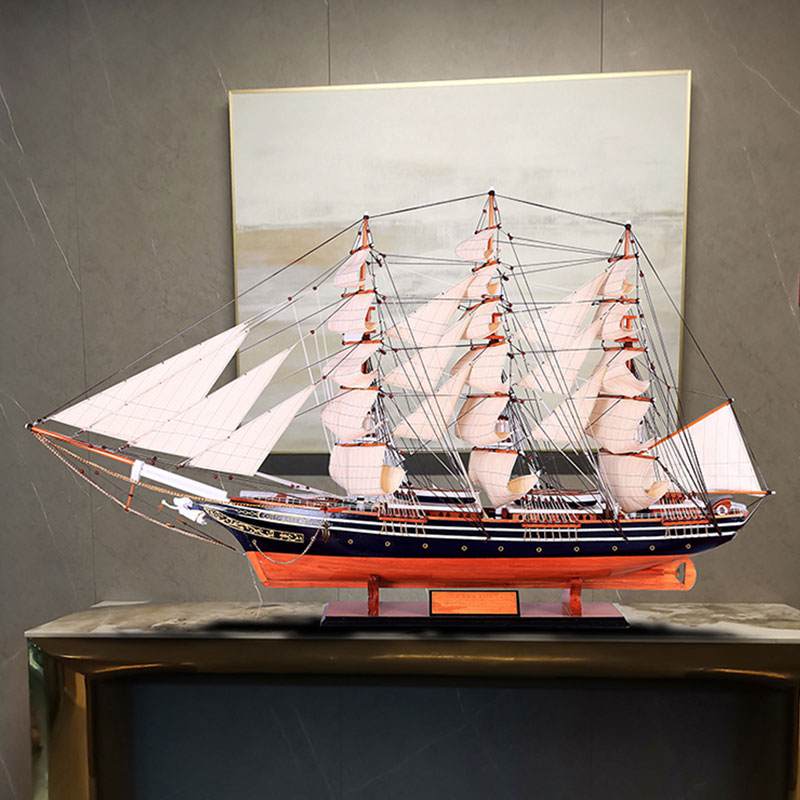 实木帆船模型一帆风顺地中海摆件