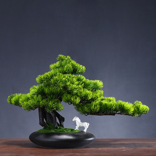 客厅仿真黄山迎客松盆景摆件造景玄关装饰仿生造型树盆栽红枫松树