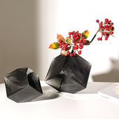 立体几何魔方灰色花瓶摆件客厅餐桌桌面摆放水培玻璃瓶高级感轻奢