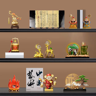 一鹿发财迎客松流沙画酒柜摆件客厅2026新款轻奢高档乔迁新居礼物