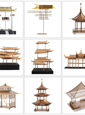 中式传统建筑亭子宝塔模型摆件