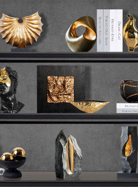 意式轻奢黑金色装饰品雕塑摆件