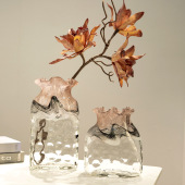 新中式 创意禅意变色玻璃花瓶客厅餐桌水培鲜花插花透明花器摆件