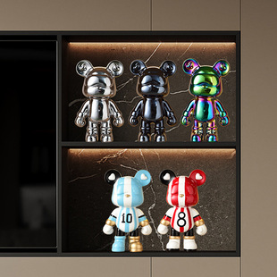 轻奢电镀彩色暴力熊儿童房样板间装饰创意书柜壁龛玻璃展示柜摆件