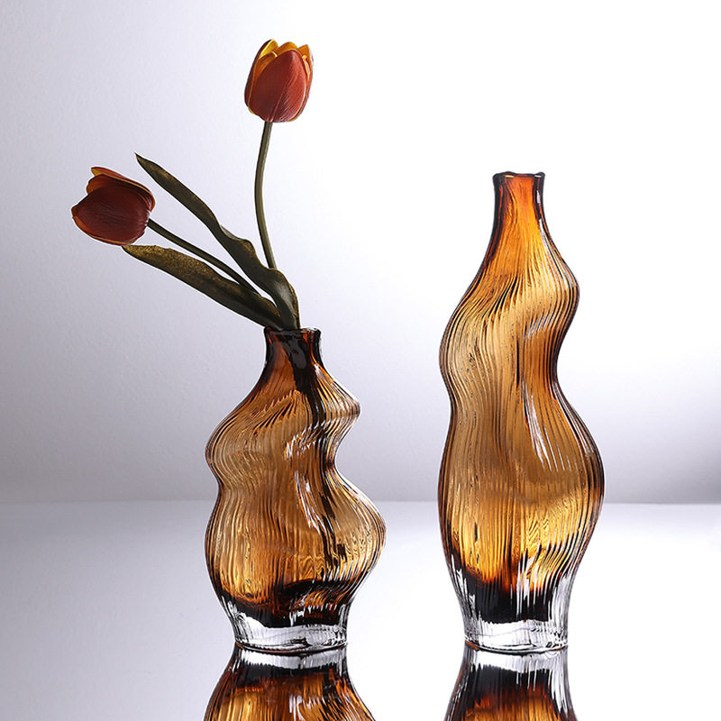 意式琉璃艺术花瓶轻奢琥珀色摆件客厅餐桌样板房酒店别墅异形花器,家居饰品,花瓶,淘宝优惠券,粉丝福利购,淘宝优惠卷
