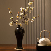 中式 仿真花桃花梅花假花侘寂风禅意复古艺术花瓶茶室桌面餐桌摆件