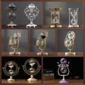 轻奢复古旋转时间沙漏计时器摆件办公室样板间酒柜客厅美式 饰品 装