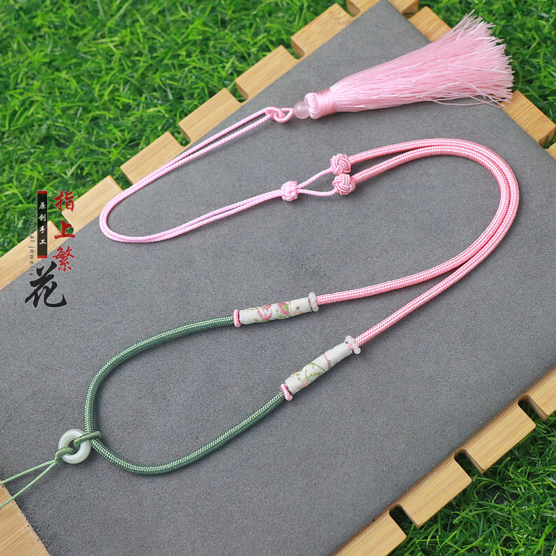 新款手工编织女士吊坠项链挂绳金镶玉佛观音佛牌唐卡绳子可调节