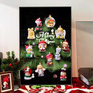 小甜豆圣诞树泡泡展示盒挂件装饰画圣诞节盲盒收纳展示架相框壁挂