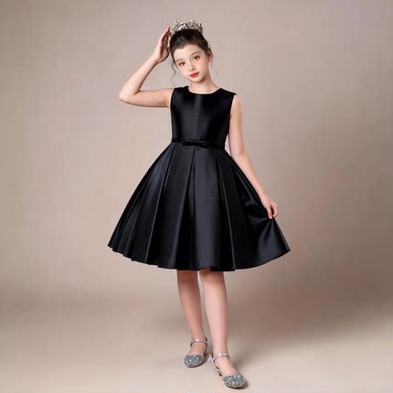 当日发儿童主持表演服黑色女童礼服钢琴演出服小提琴乐团演奏夏季