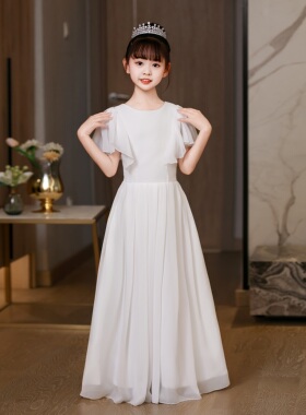 当天发白色女童礼服钢琴演出服公主裙小提琴演奏管乐团黑色表演服