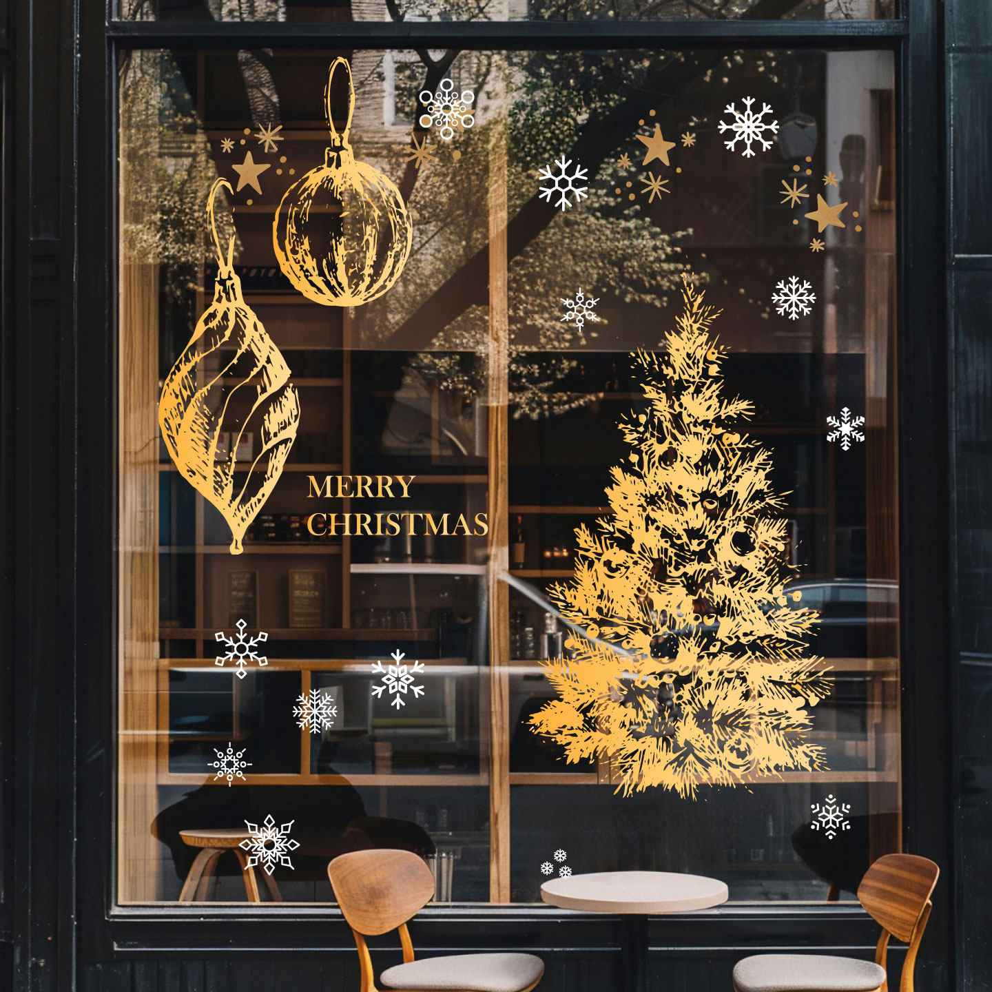2026圣诞节玻璃门装饰酒店服装珠宝店新年氛围感创意橱窗静电贴纸