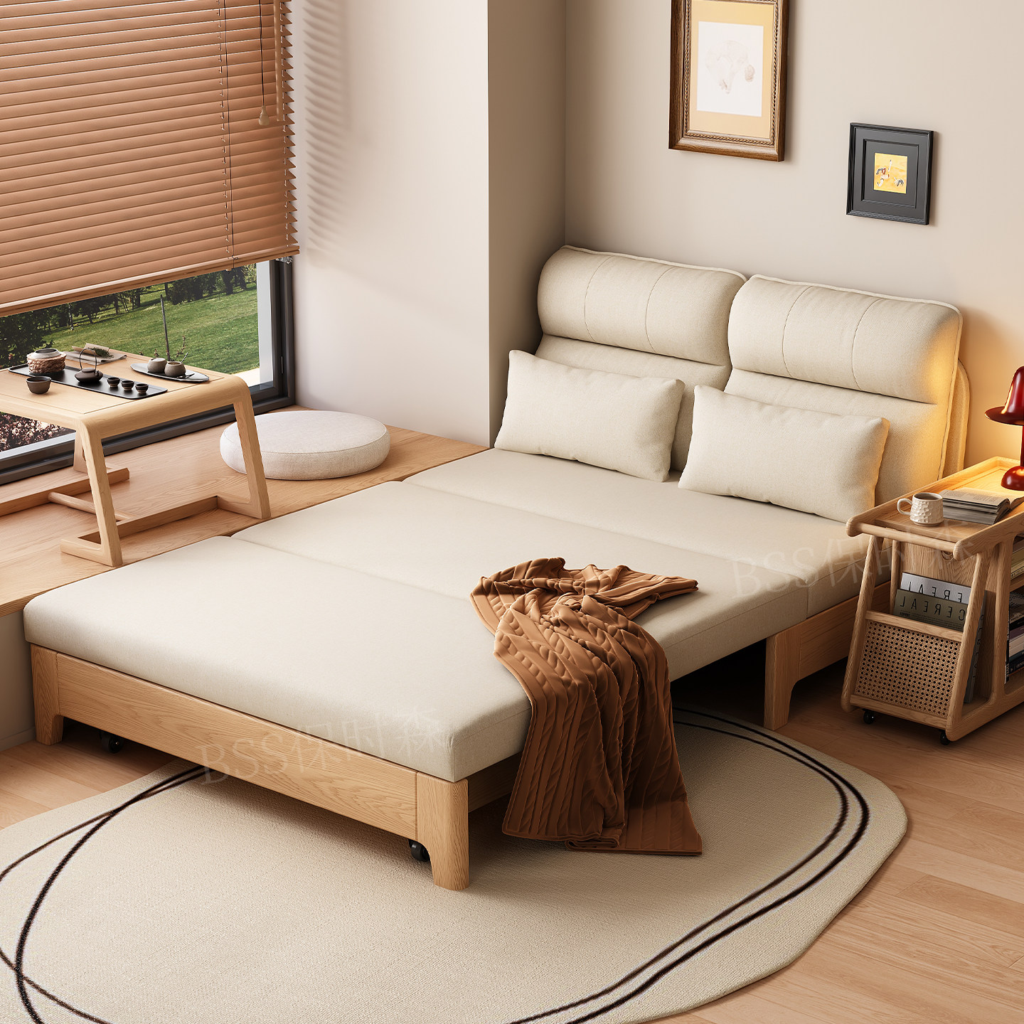 实木沙发床折叠伸缩两用单双人2025年新款客厅多功能书房客厅沙发