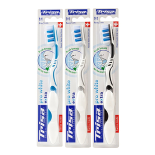 瑞士Trisa牙刷超白去渍牙刷中毛成人偏硬毛男女情侣旅行牙刷进口