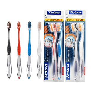 瑞士Trisa灵锐软毛牙刷家用牙缝清洁口气清新情侣男女成人进口