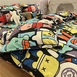 四件套被套床上LH新款全棉100纯用品宿舍床单三件套床笠款棉床品