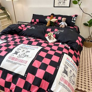 网红风纯棉床上四件套100全棉床笠床品宿舍床单人三件套波点被套4