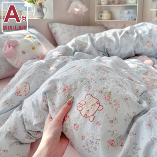 A类双层纱床上四件套纯棉全棉新款 田园床单件被套被罩宿舍三件套4