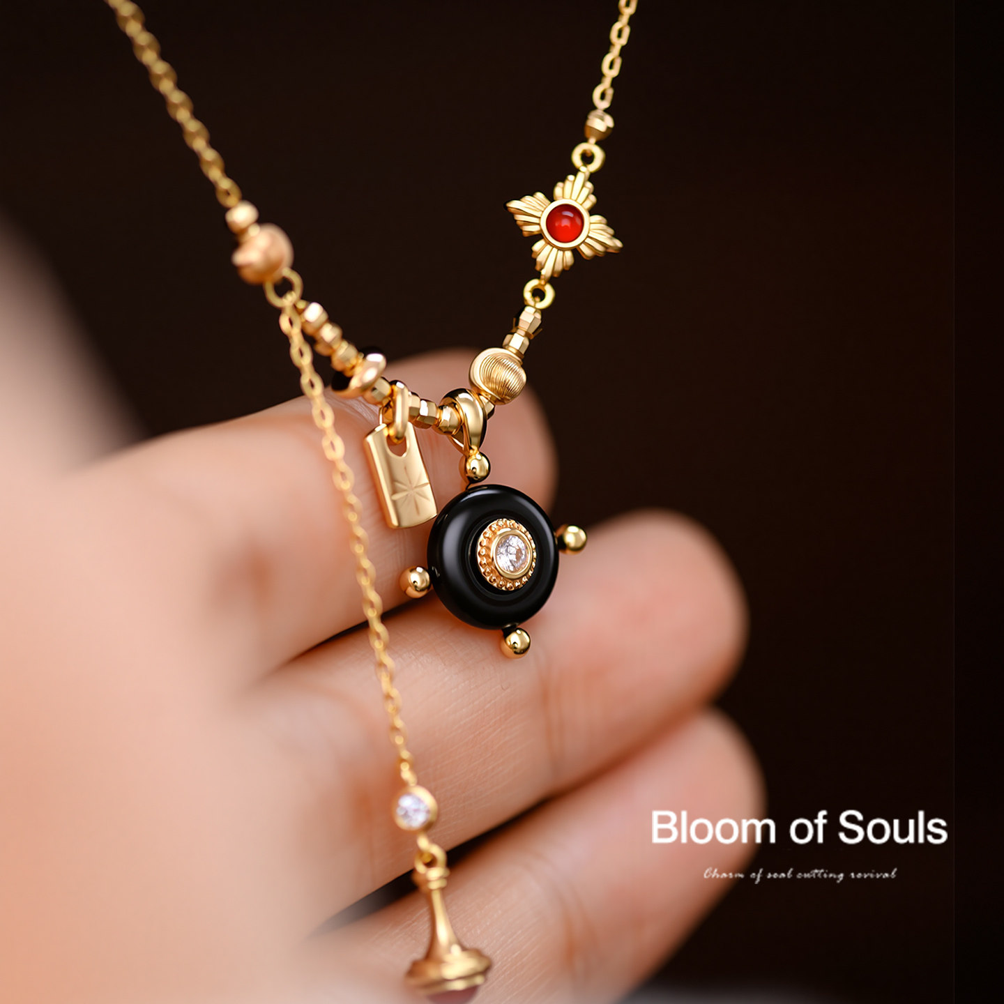 《藏南晚风》原创设计纯银天然黑玛瑙红玛瑙项链法式复古高级感新