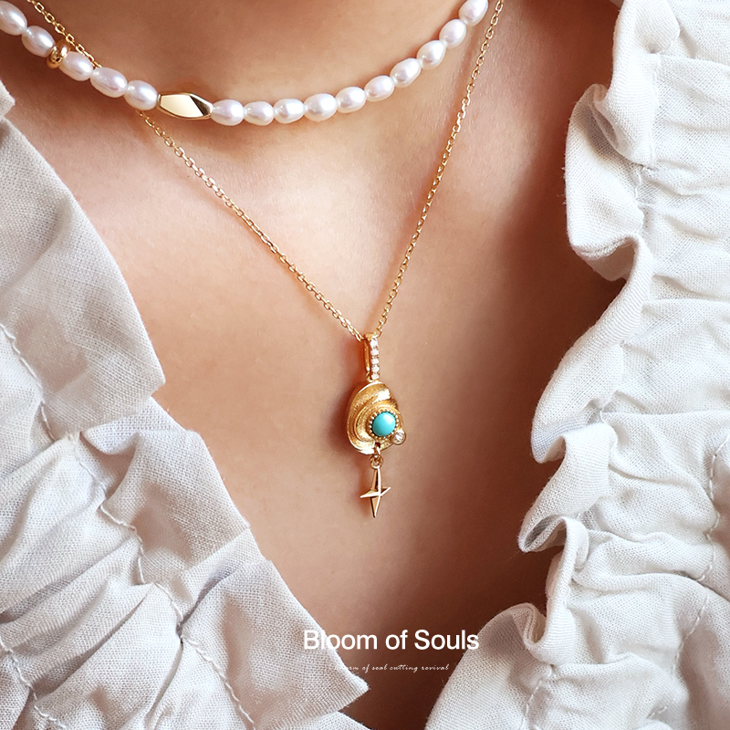 《遐思》原创纯银天然蓝松石项链