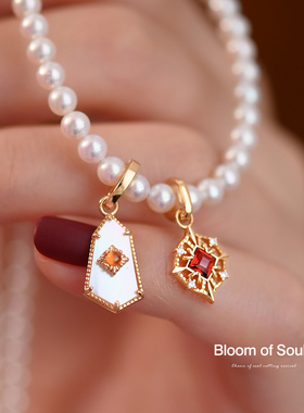 《琳琅丝路》原创设计S925纯银多宝项链天然石榴石珍珠贝母法式新