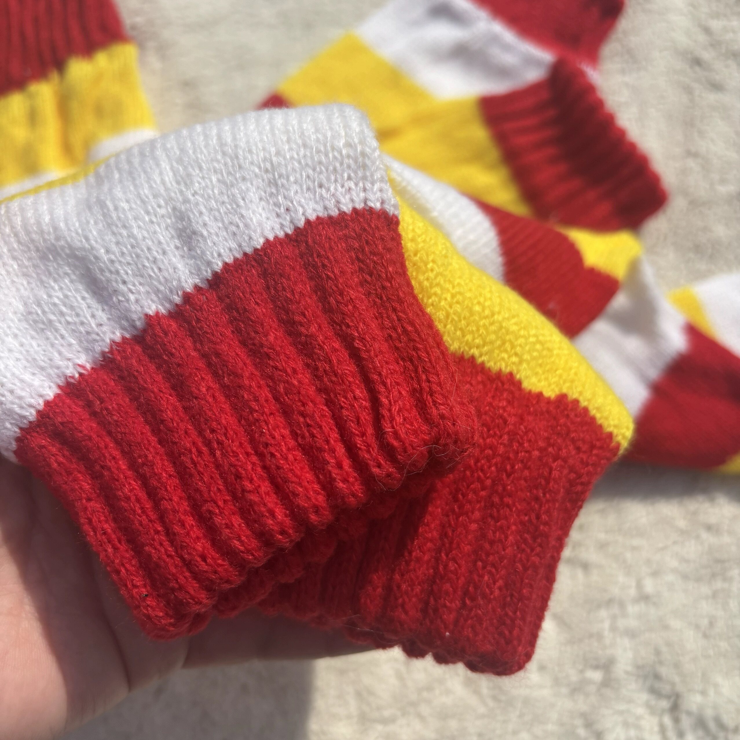 出口日单外贸女士春秋薄款运动条纹针织弹力中长款袖小腿袜套护膝