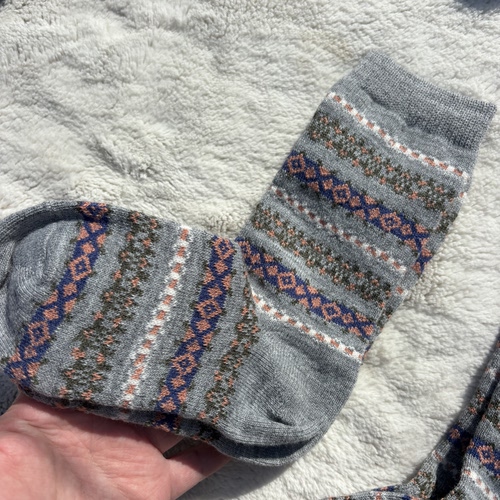 费尔岛。外贸日单贵牌。女羊毛羊绒袜中筒袜北欧风彩色条纹厚袜子