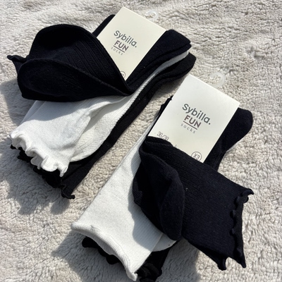 南美零售巨头！外贸出口女士纯棉罗纹浮雕长筒袜子堆堆袜花边松口