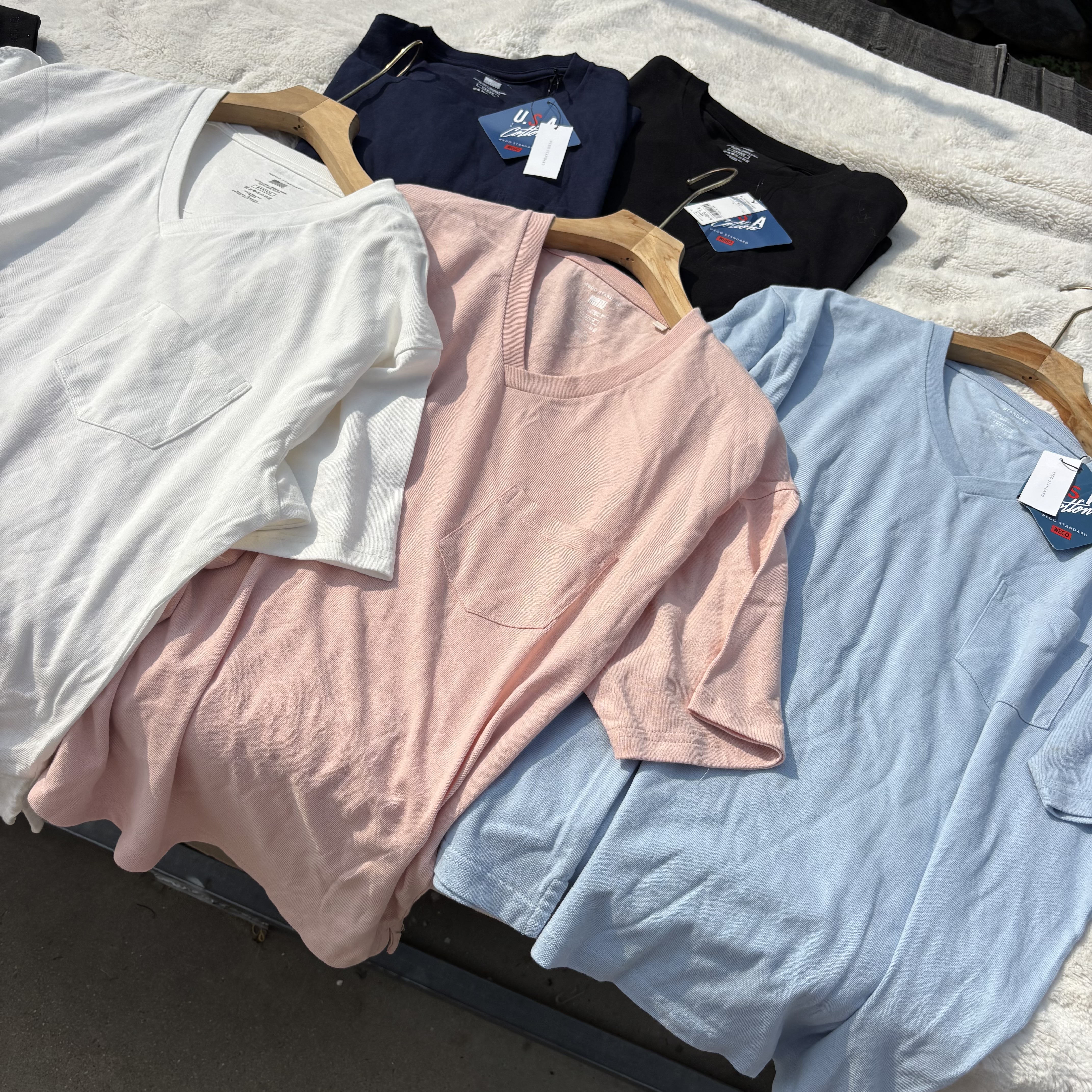 100/水洗棉!外贸日单女士圆领V领夏薄款纯色百搭宽松休闲短袖t恤