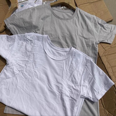 出口日本重磅100%纯棉圆领短袖白T恤外贸男士V领半袖全棉背心汗衫