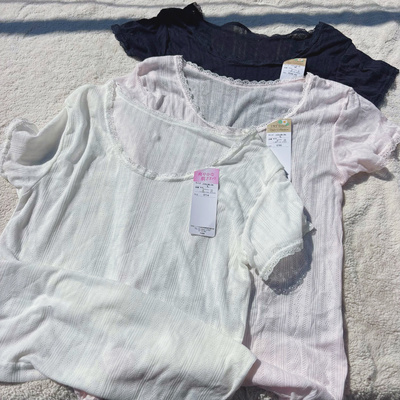 小花镂空！外贸日单甜美系女蕾丝花边网眼透气背心短袖T恤薄上衣