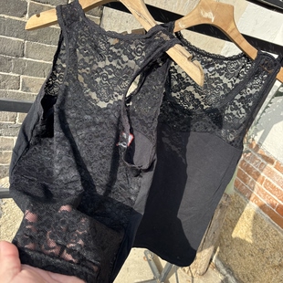 超性感！外贸出口日单女士蕾丝拼接打底背心纯棉无袖内搭上衣吊带