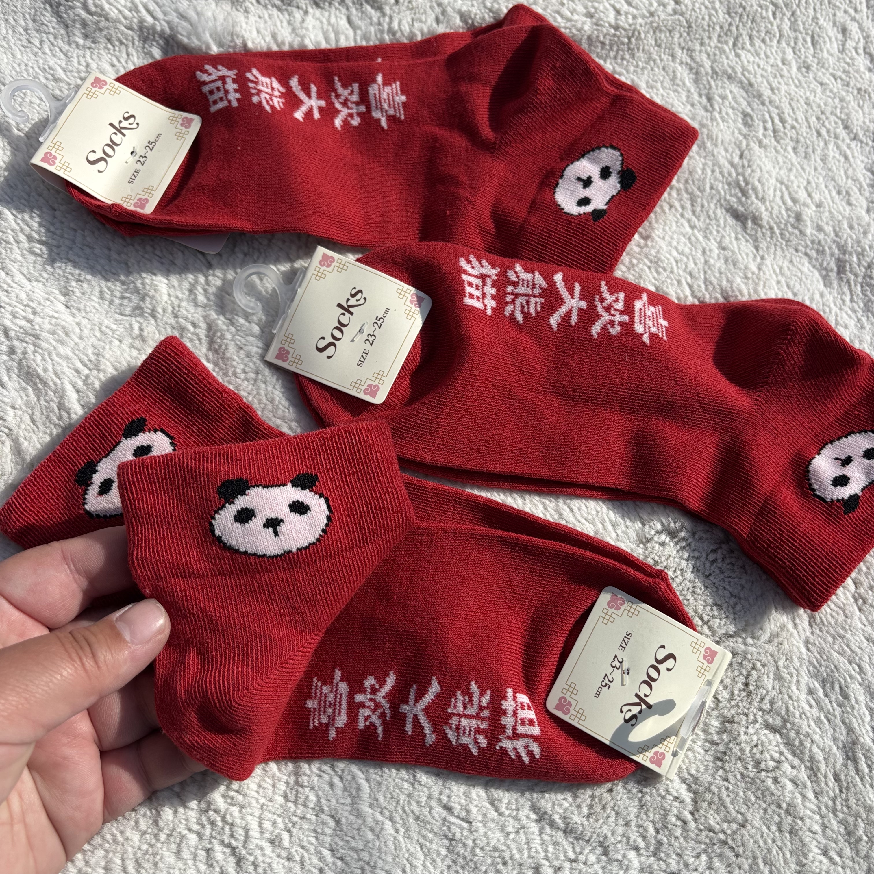 日单。外贸春夏薄款女士短筒袜子卡通小熊猫低帮速干透气船袜短袜