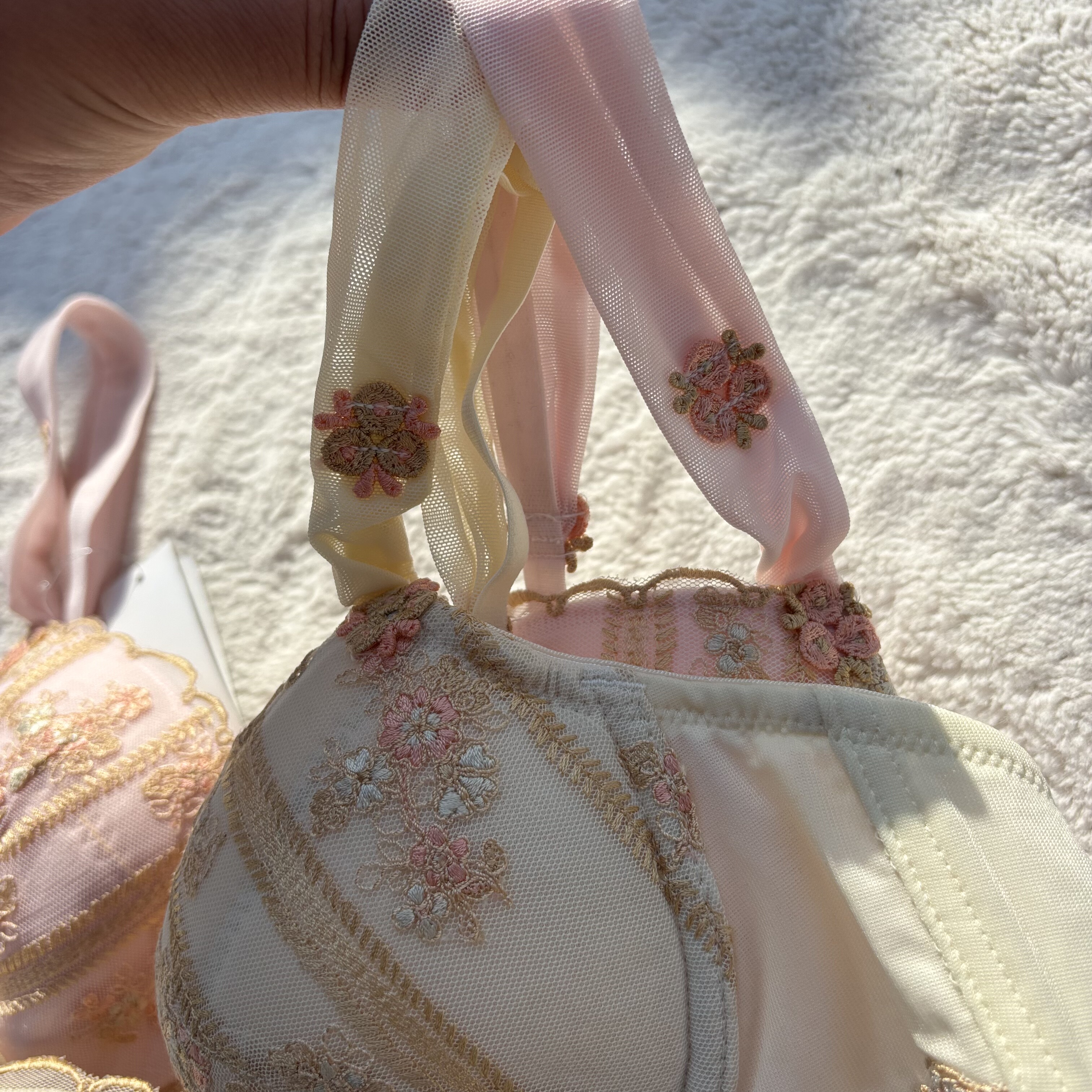 超美韩国单！外贸出口女蕾丝网纱带钢圈文胸可爱性感聚拢内衣刺绣