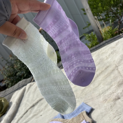 日单原厂DRY速干！外贸女凉感网眼袜 夏季超薄透气马卡龙镂空短袜