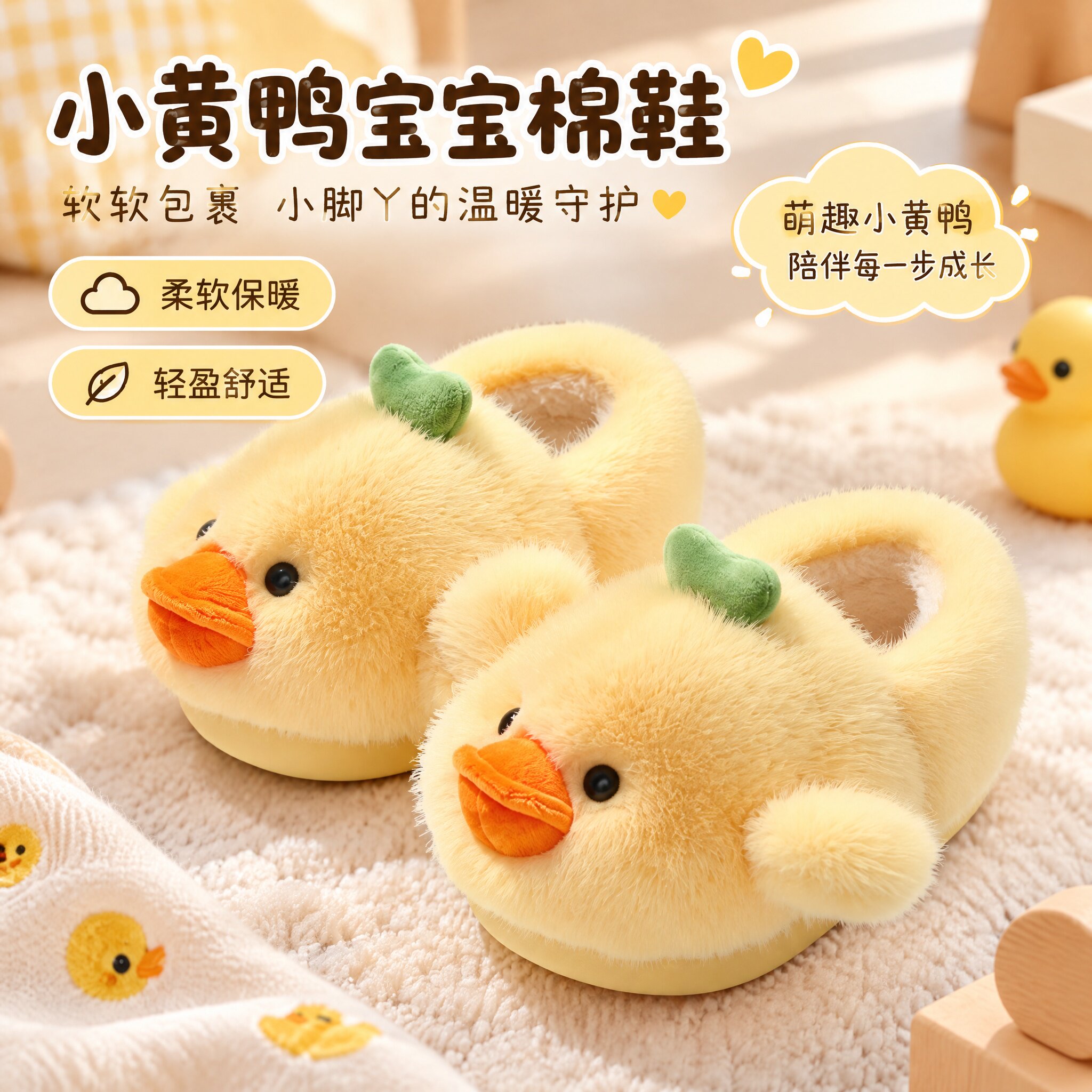 宝宝棉拖鞋儿童秋冬女童室内毛绒保暖防滑包跟男童小女孩居家棉鞋