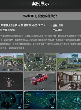 threejs+WebGL可视化系统Web3D+threejs实战视频教程48章-源码全