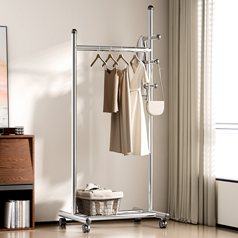不锈钢晾衣架落地卧室可移动轻奢室内客厅阳台简易挂衣服衣帽架子