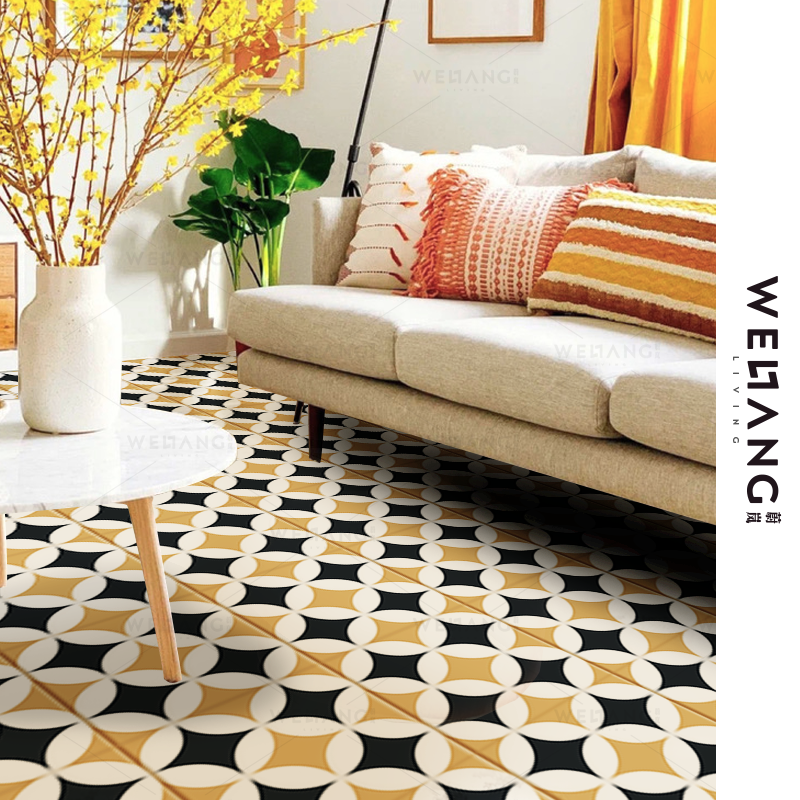 蔚岚地中海网红小花砖北欧风黄蓝色瓷砖厨房卫生间阳台玄关墙地砖