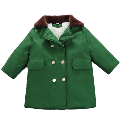 儿童加绒加厚冬装军大衣棉衣长款